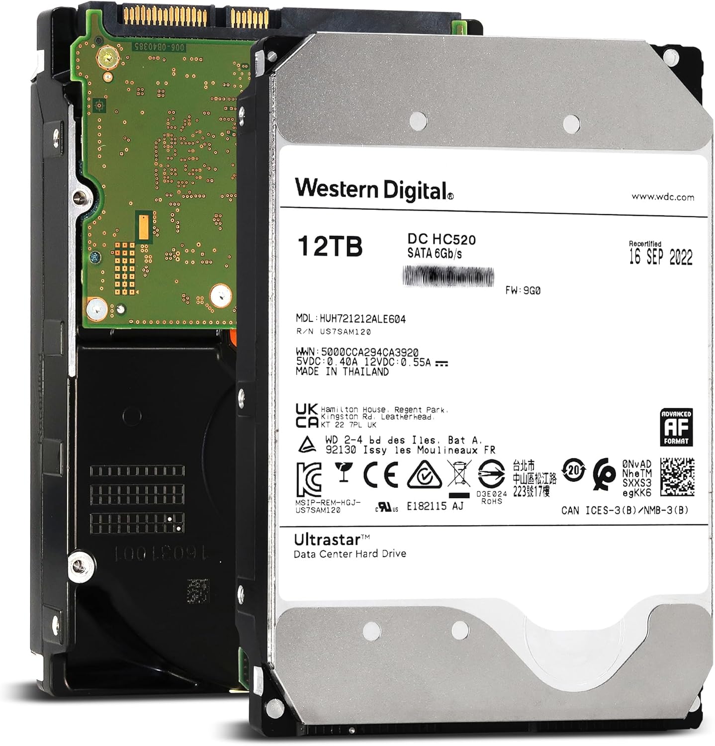 Western Digital Ultrastar DC HC520 12TB SATA HDD (Renewed)