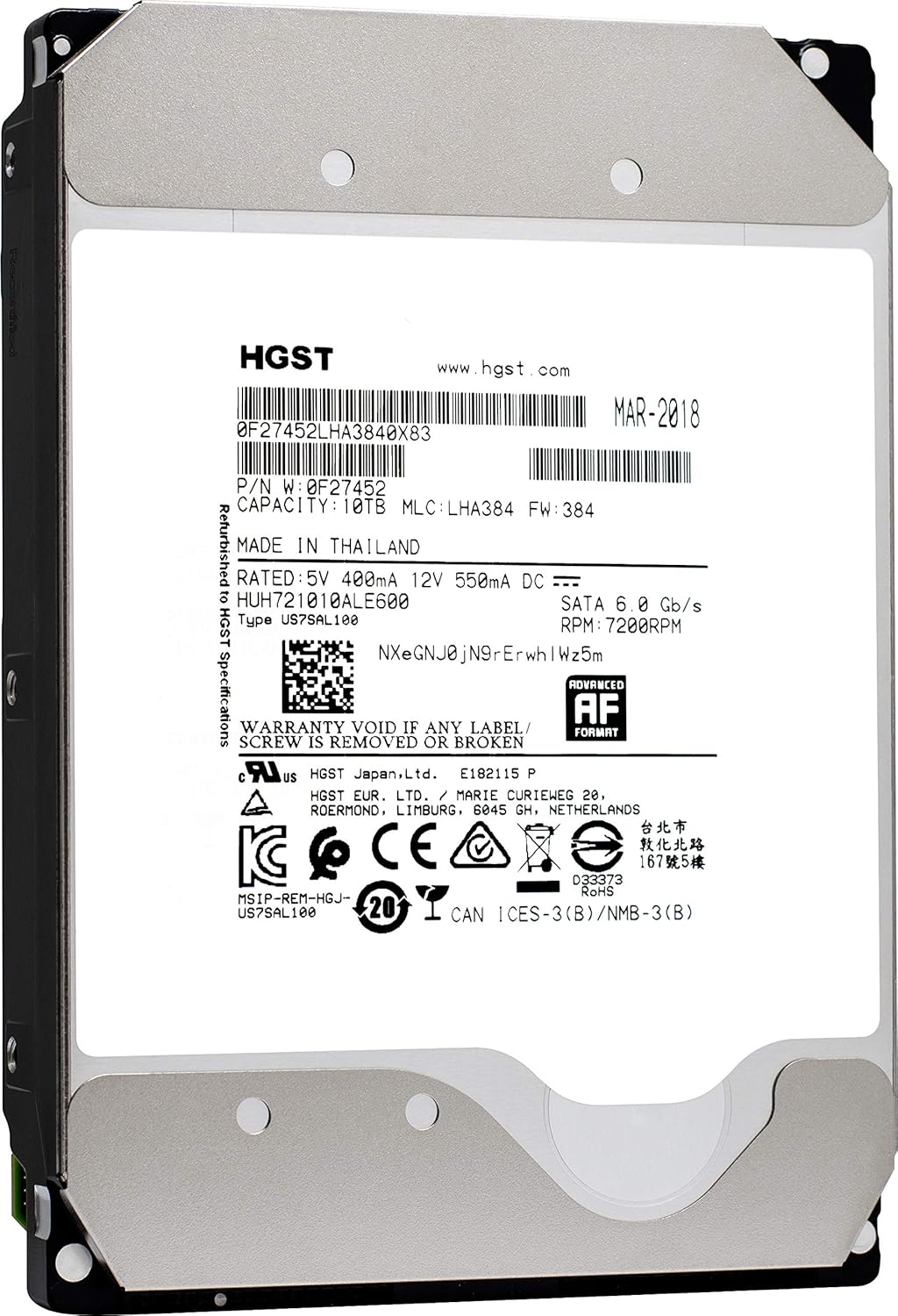 Western Digital HGST He10 10TB SATA HDD (Renewed)
