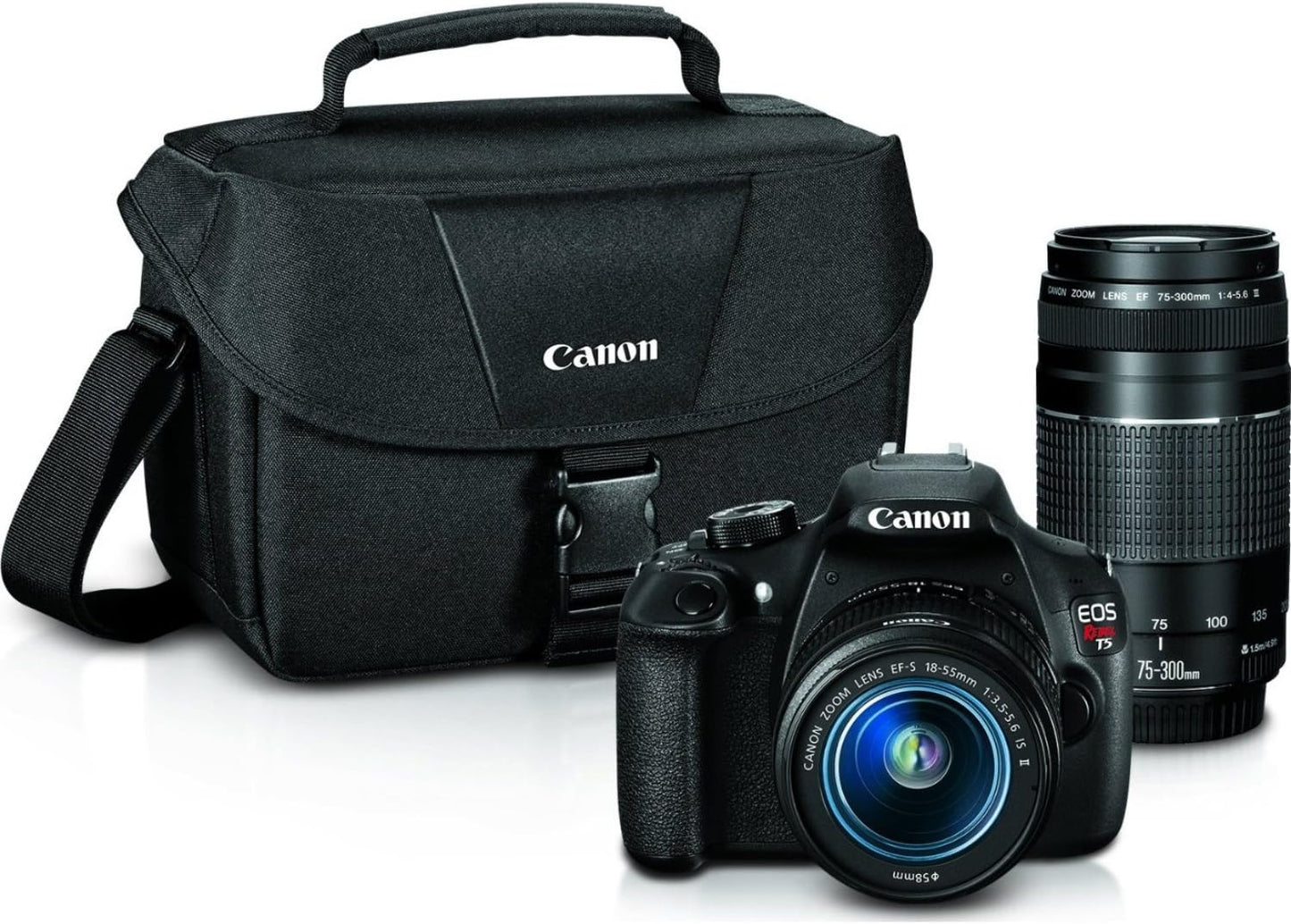 Canon 9126B069 EOS Rebel T5 DSLR Camera with 18-55mm + 75-300mm Lens Bundle