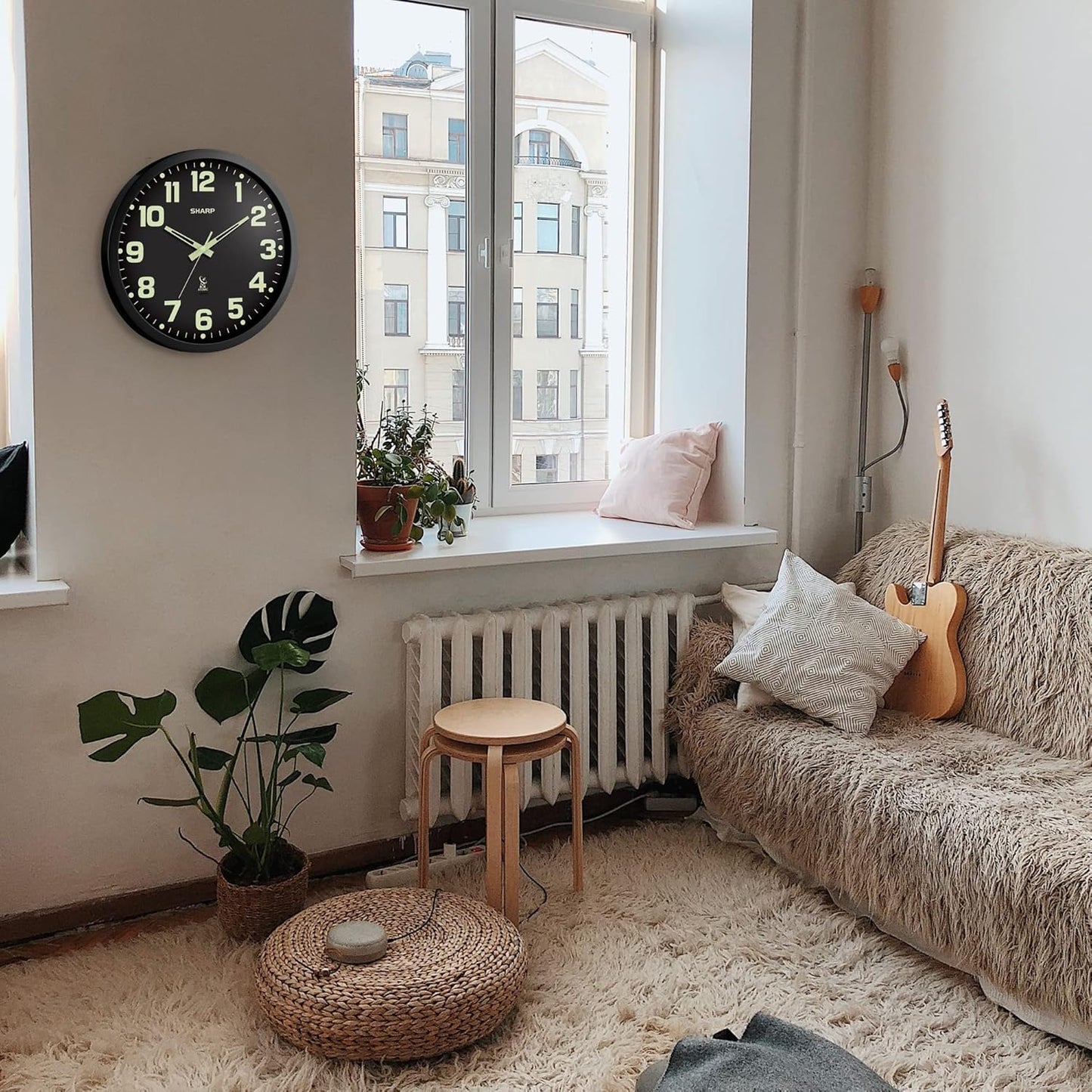 Sharp Atomic Wall Clock, Glow in The Dark, 12 Inch