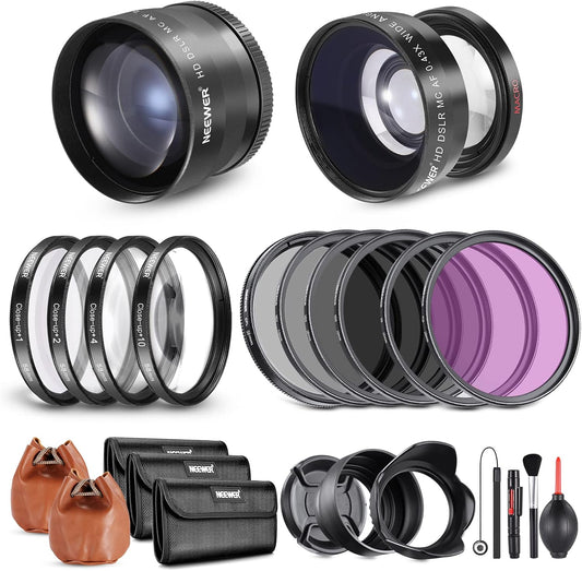 Neewer 10094845: 58mm Lens Filter Set - Wide Angle, Telephoto, Macro