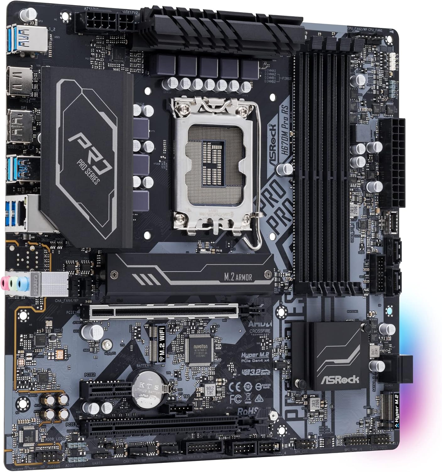 ASRock 90-MXBHK0-A0UAYZ H670M PRO RS LGA1700 Motherboard