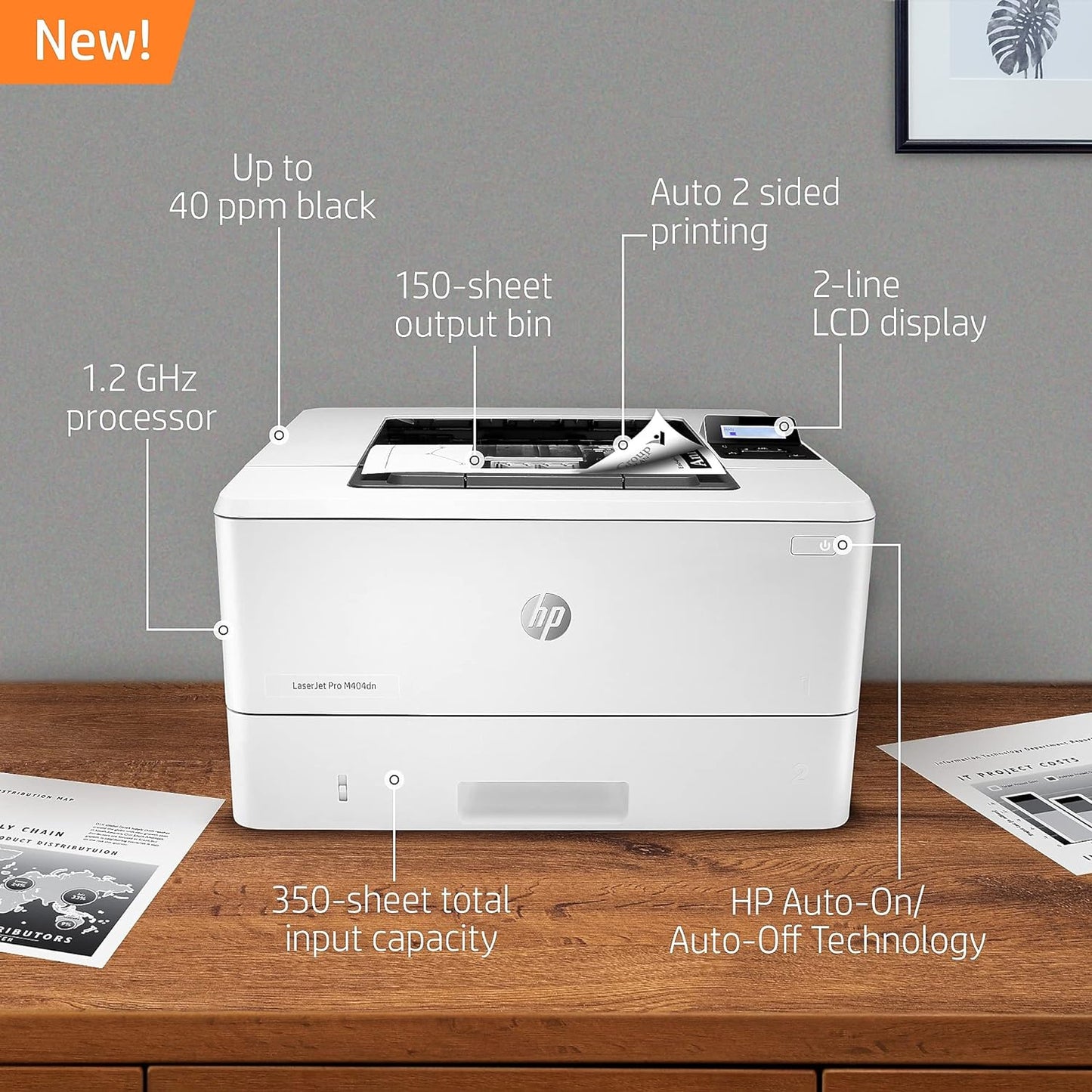 HP M404dn LaserJet Pro Monochrome Printer Alexa Ready