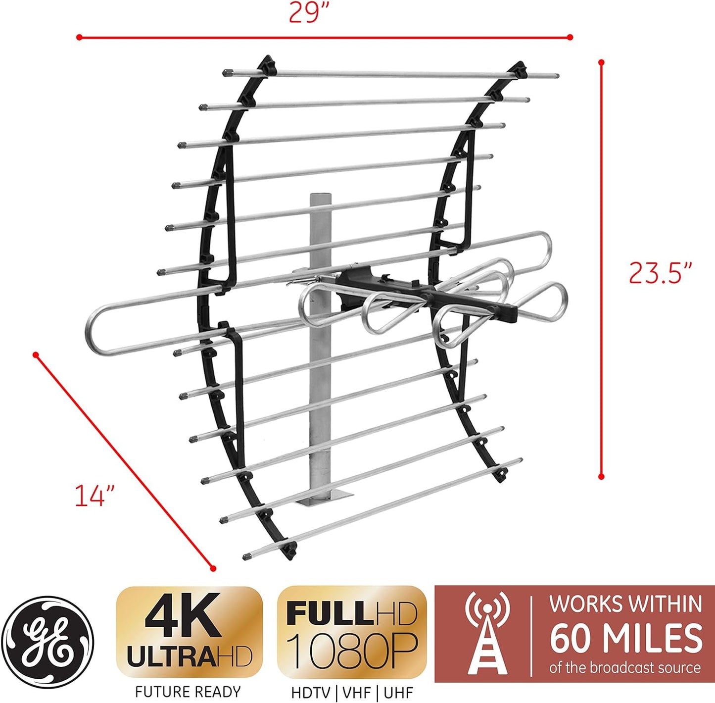 GE Attic Mount Digital TV Antenna Long Range