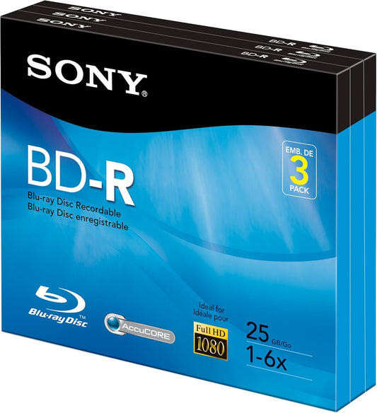 Sony 3BNR25R3H 25GB Blu-Ray Recordable Disc 3-Pack