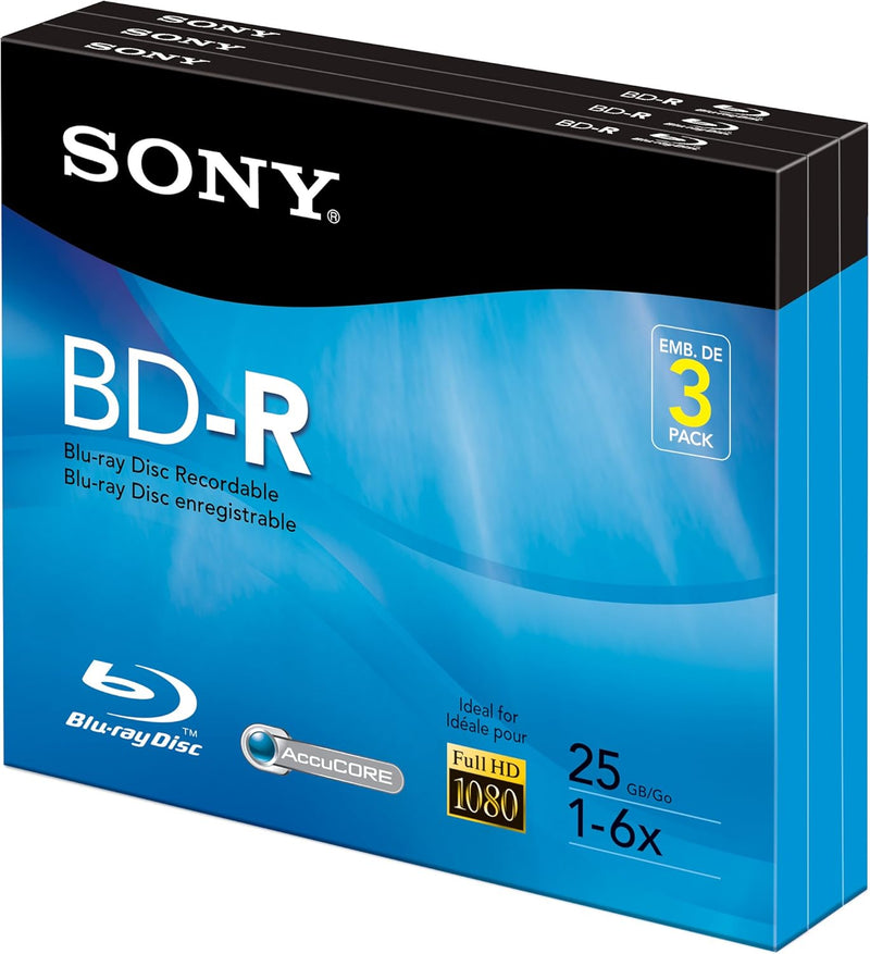 Sony 3BNR25R3H 25GB Blu-Ray Recordable Disc 3-Pack — main product image
