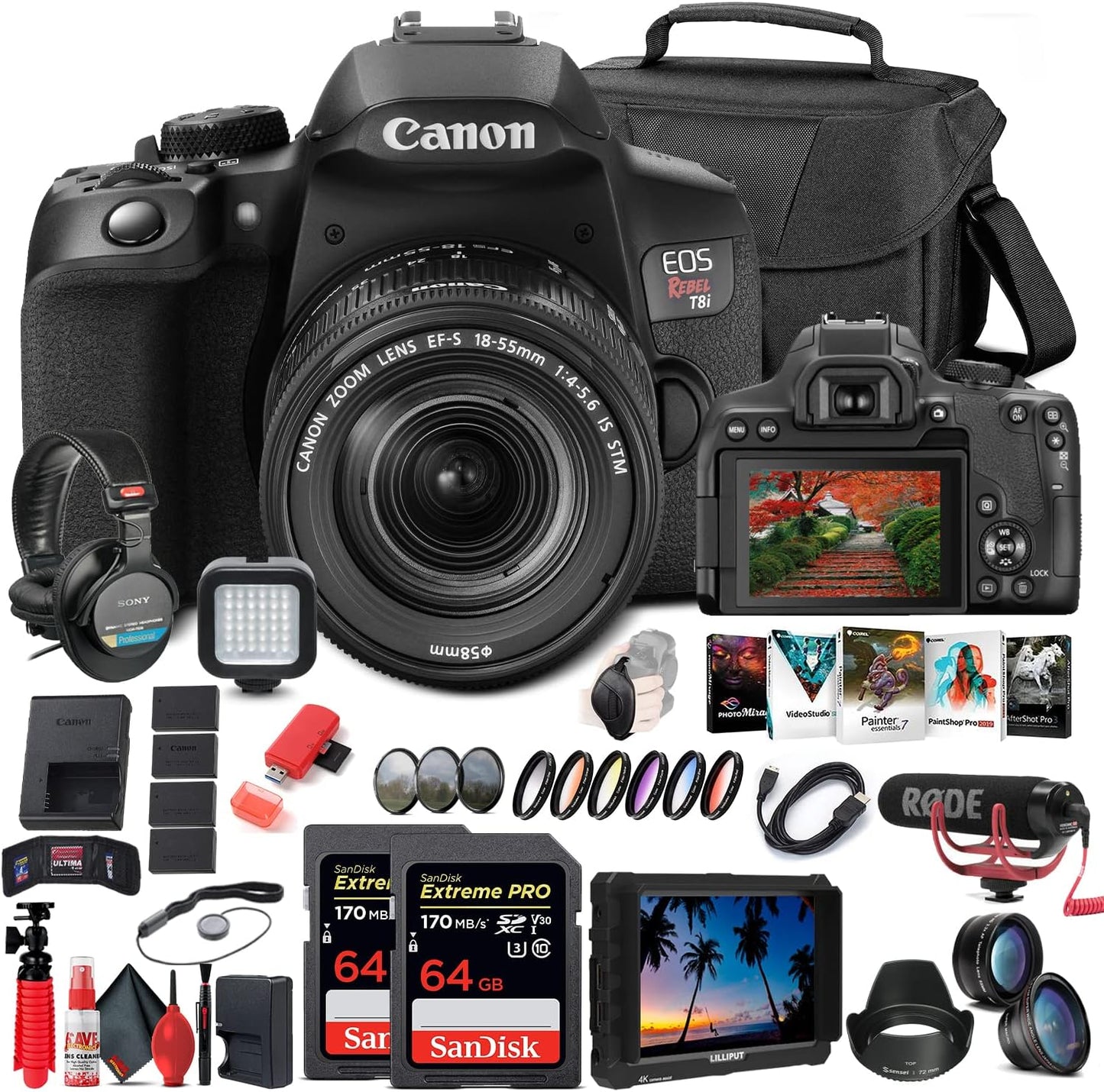 Canon 3924C002 EOS Rebel T8i DSLR Camera Bundle