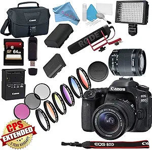 Canon EOS 80D DSLR Camera 18-55mm Video Bundle