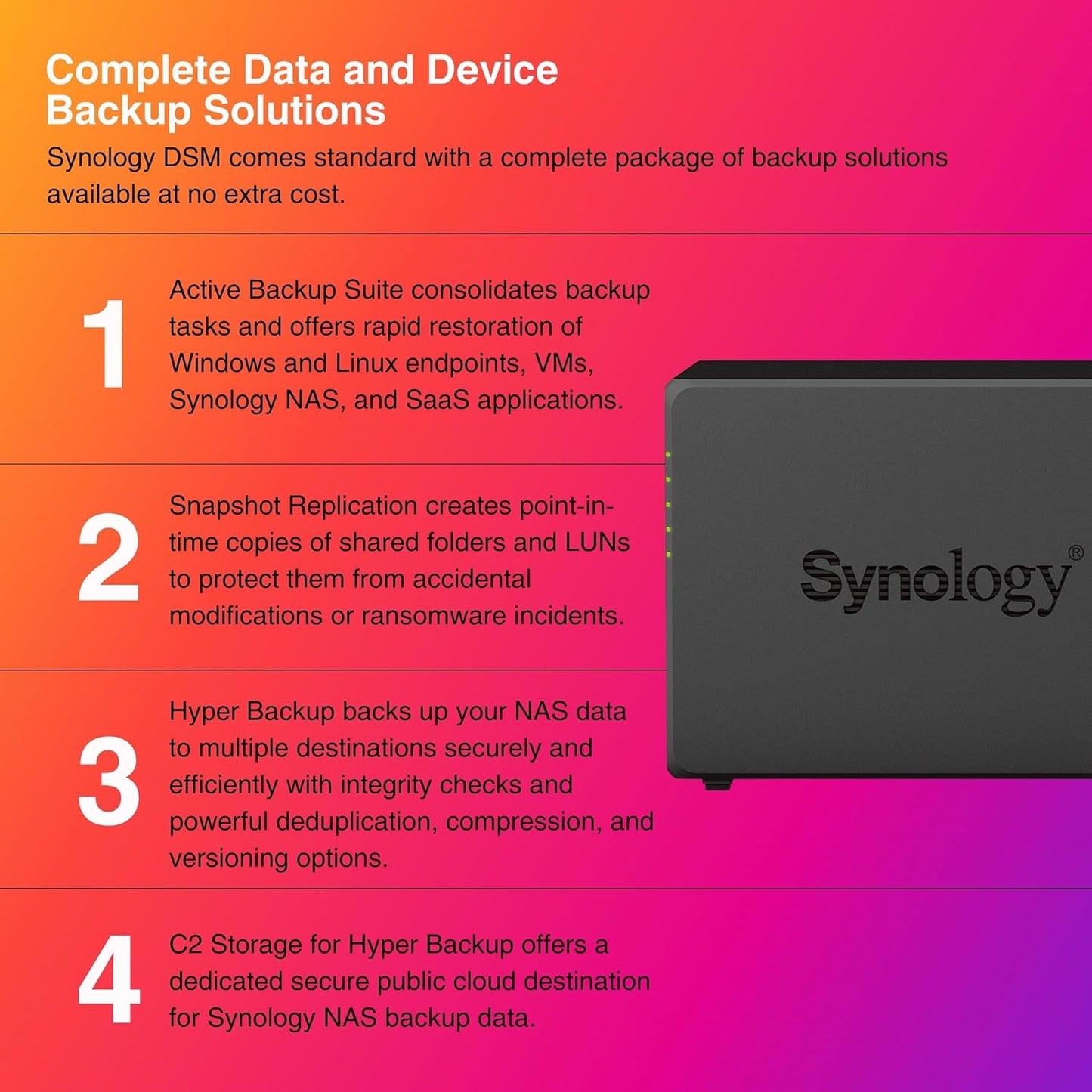 Synology NAS DS923+ 4-Bay AMD Ryzen 2TB NVMe SSD