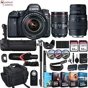 Canon EOS 6D Mark II DSLR Camera Lens Bundle