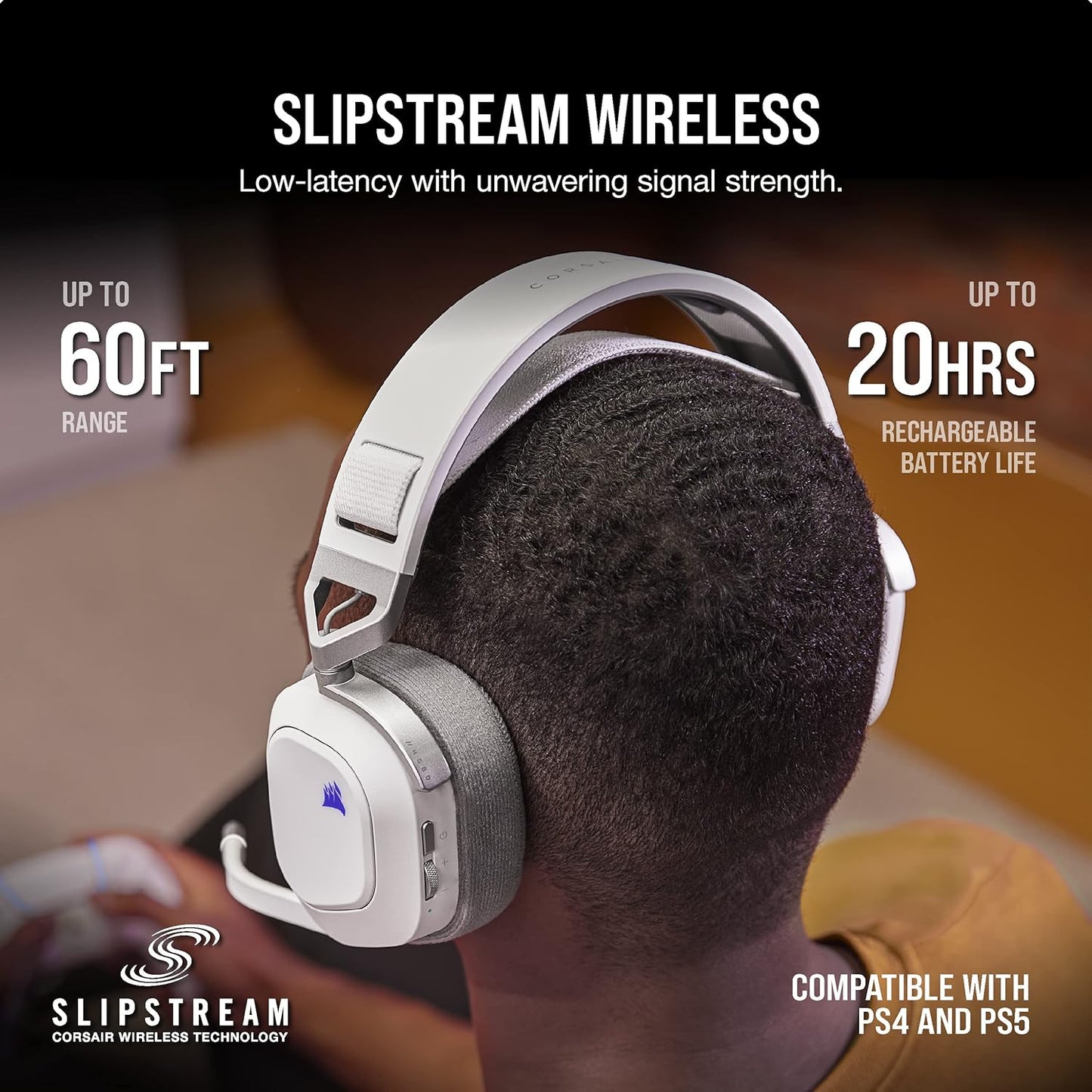 Corsair CA-8910126 HS80 RGB Wireless Gaming Headset - White (Renewed)