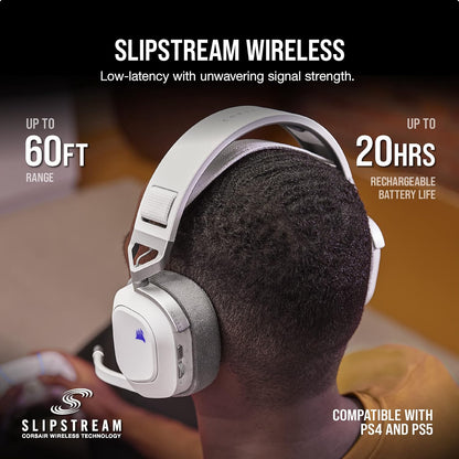 Corsair CA-8910126 HS80 RGB Wireless Gaming Headset - White (Renewed)