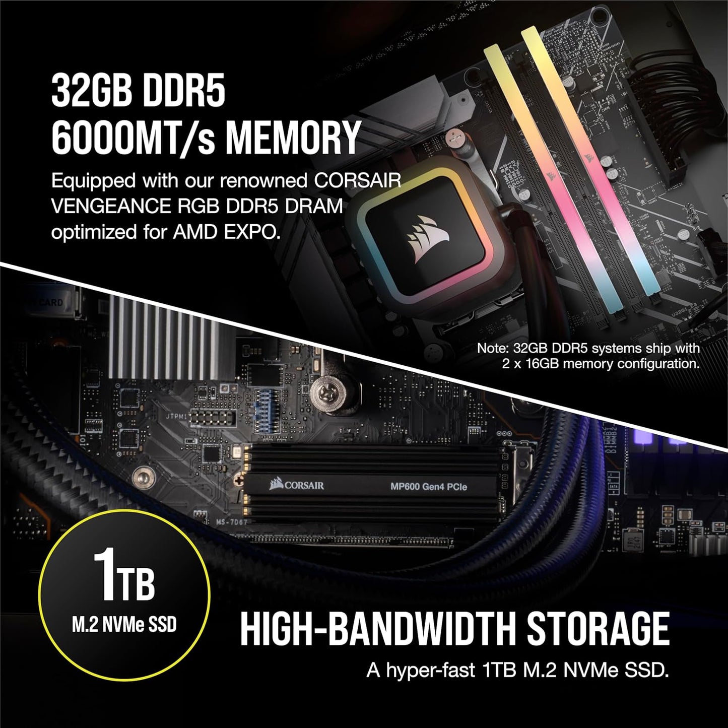 Corsair CS-9050098-NA Vengeance a7400 Gaming PC Ryzen 5 RTX 4060