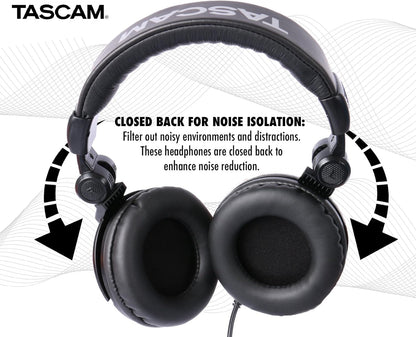 Tascam TH-03 Closed-Back Studio Monitoring Headphones Black