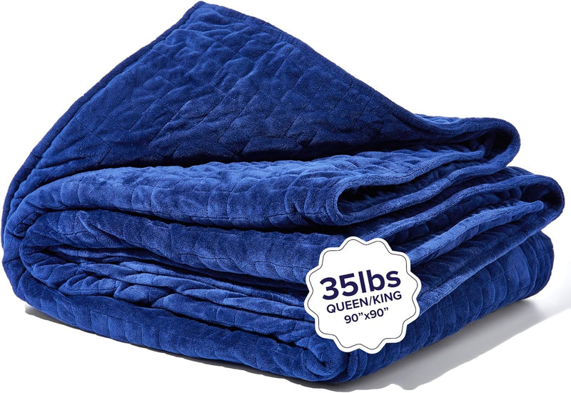 Gravity Weighted Blanket 35lbs Queen/King Size Navy — main product image