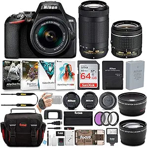Nikon 3784240 D3500 DSLR Camera with 18-55mm/70-300mm Lenses Bundle