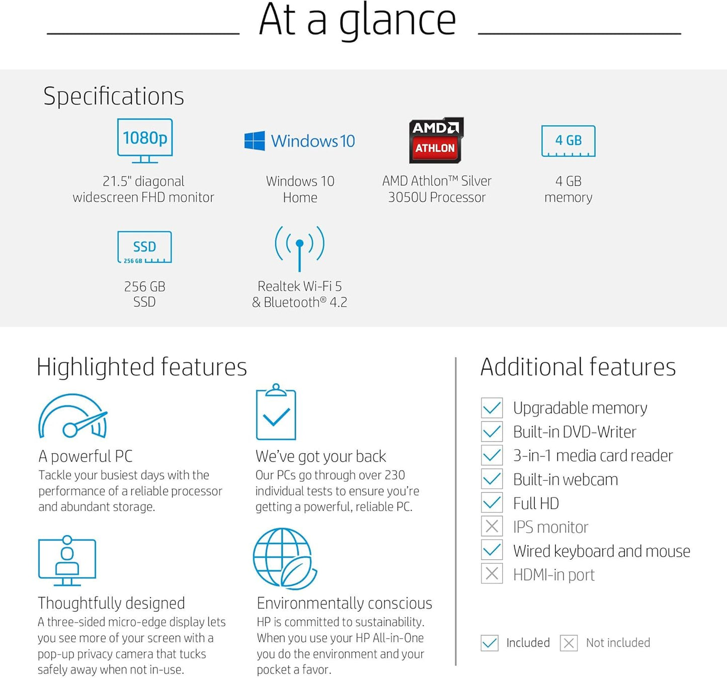 HP Athlon 22-dd0010 All-in-One Desktop Renewed