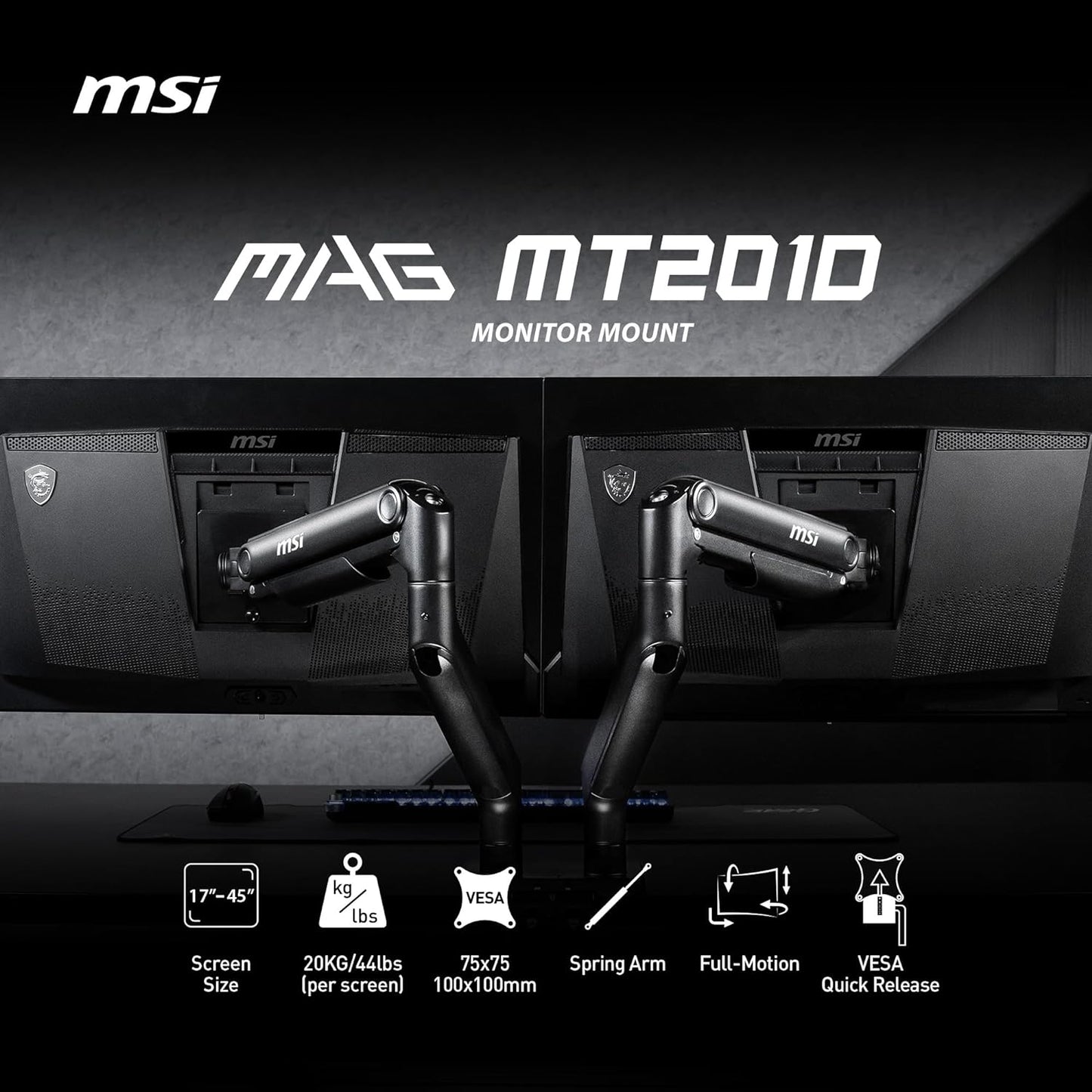 MSI MAG MT201D Heavy Duty Dual Monitor Stand