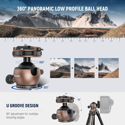 Neewer GM32 Low Profile Tripod Ball Head 22lb Load