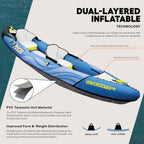 Pelican iESCAPE Inflatable Kayak - 1-2 Person Recreational Boat