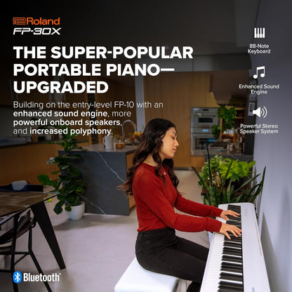 Roland FP-30X-WH Digital Piano 88-Note PHA-4 Keyboard - White