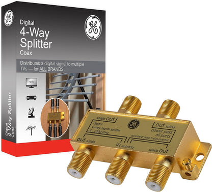 GE 33527 Digital 4-Way Coaxial Cable Splitter 2.5 GHz