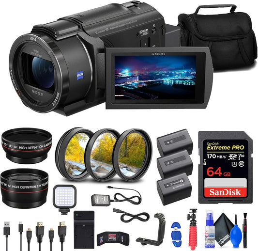 Sony FDR-AX43 4K Handycam Camcorder Bundle (Renewed)