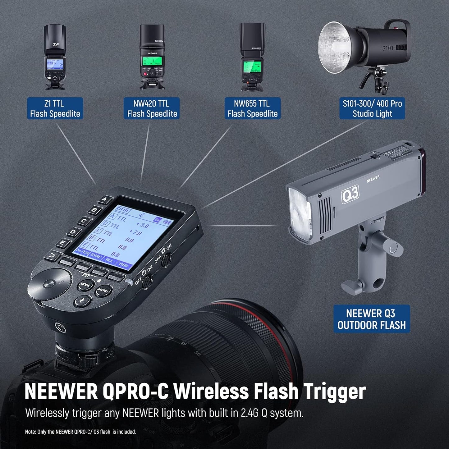 Neewer Q3 200Ws TTL Flash Strobe for Canon