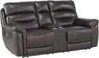 Lexicon Lazarus Leather Power Reclining Loveseat Console