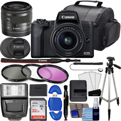 Canon EOS M50 Mark II Mirrorless Camera with 15-45mm Lens Bundle