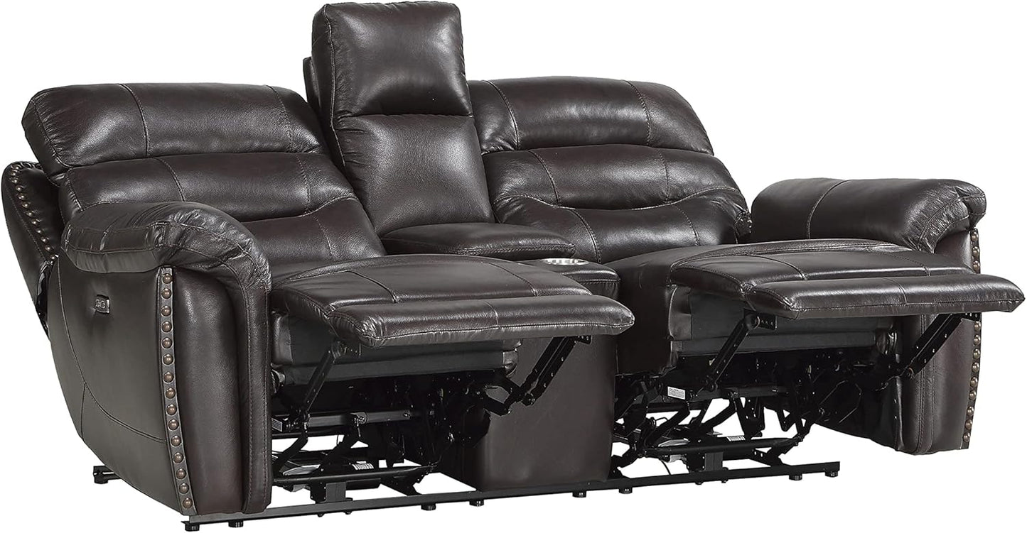 Lexicon Lazarus Leather Power Reclining Loveseat Console