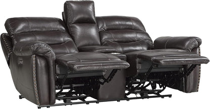 Lexicon Lazarus Leather Power Reclining Loveseat Console