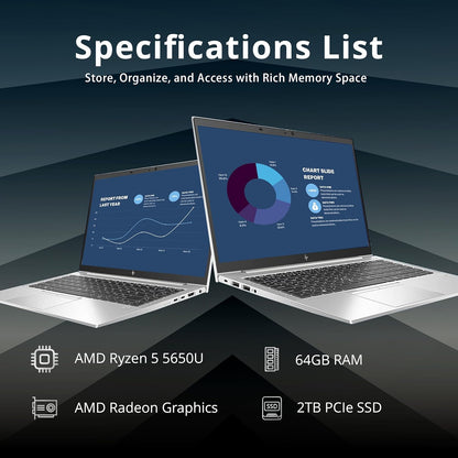 HP EliteBook 845 G8 14" Laptop - Ryzen 5 Pro, 64GB RAM, 2TB SSD