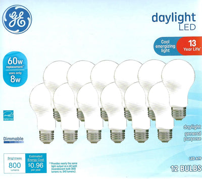 GE Daylight LED Light Bulbs 60W Equivalent Dimmable 12-Pack