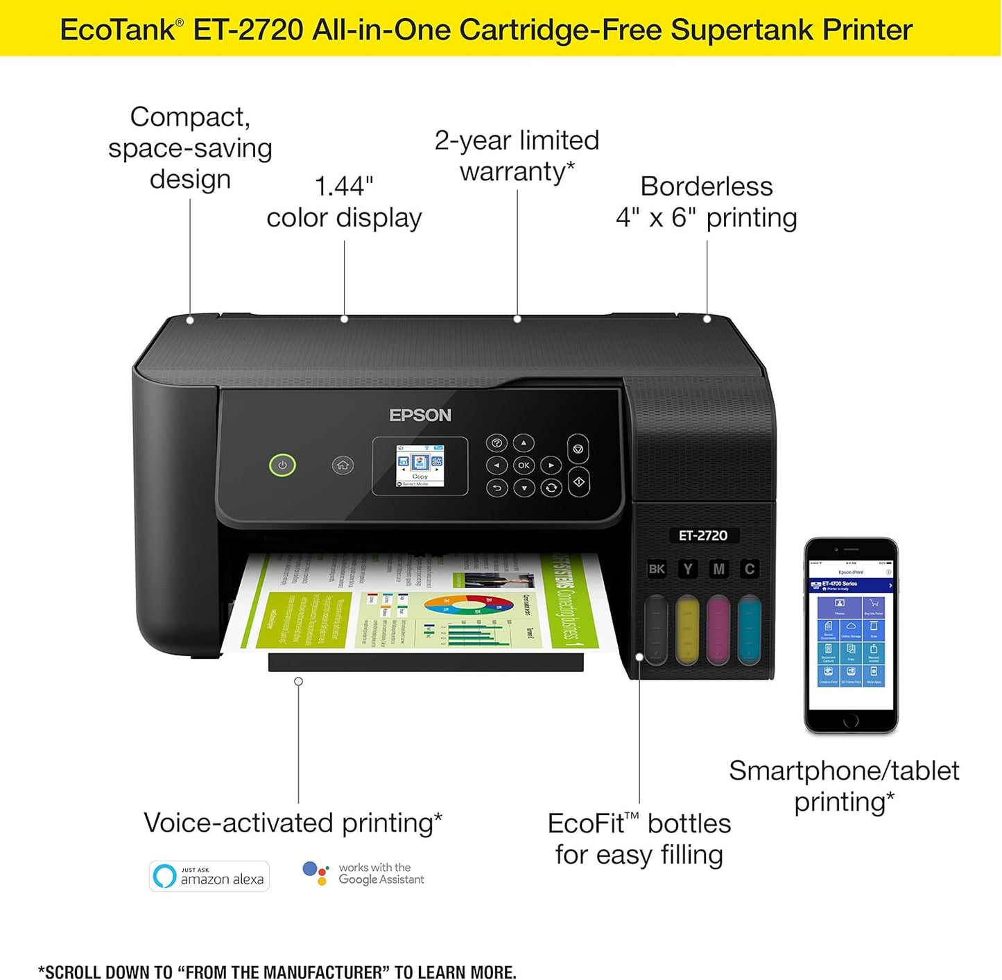 Epson ET-2720 EcoTank Wireless Color All-in-One Printer