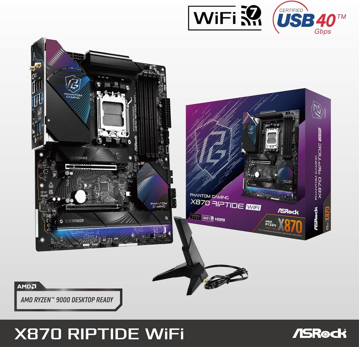 ASRock X870 RIPTIDE WIFI Phantom Gaming AM5 Motherboard