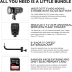 Westcott FJ400 400W Strobe Kit with Trigger, Arm, SD Card