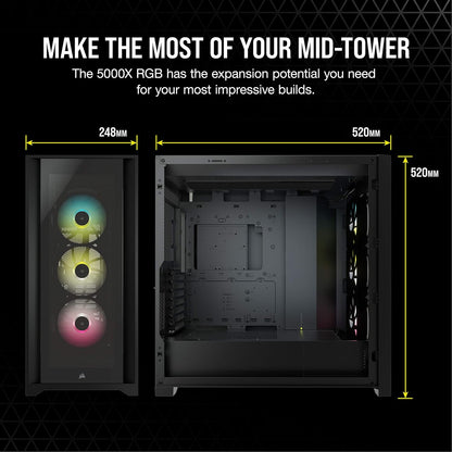 Corsair CC-9011212-WW iCUE 5000X RGB Black Mid-Tower Case
