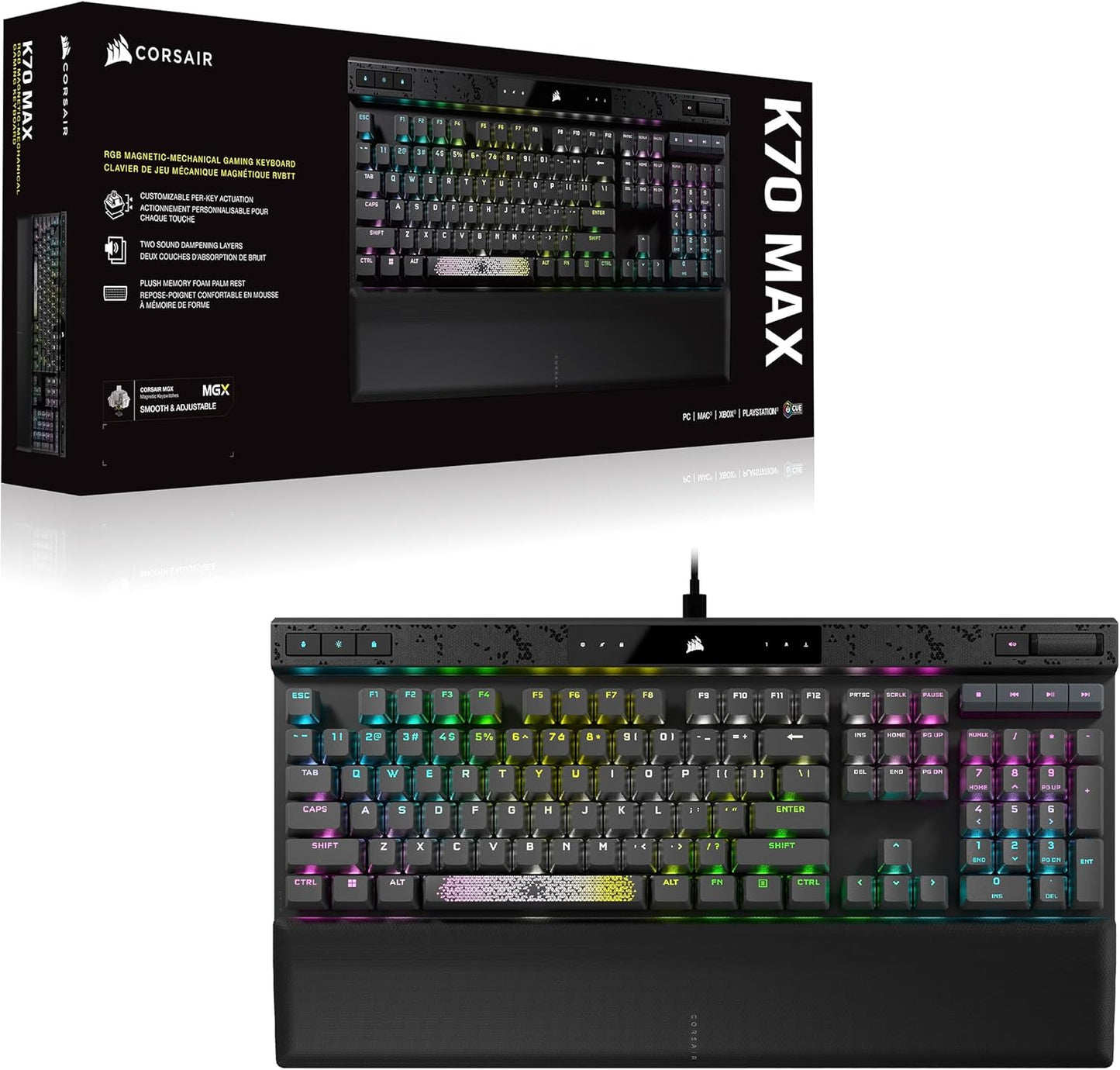 Corsair CH-910961G-NA K70 MAX RGB Magnetic Mechanical Keyboard