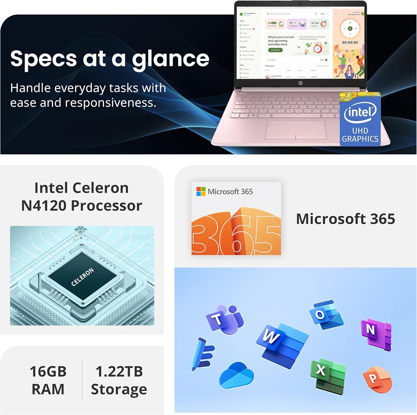 HP Stream 14" Intel Quad-Core Laptop with Office 365