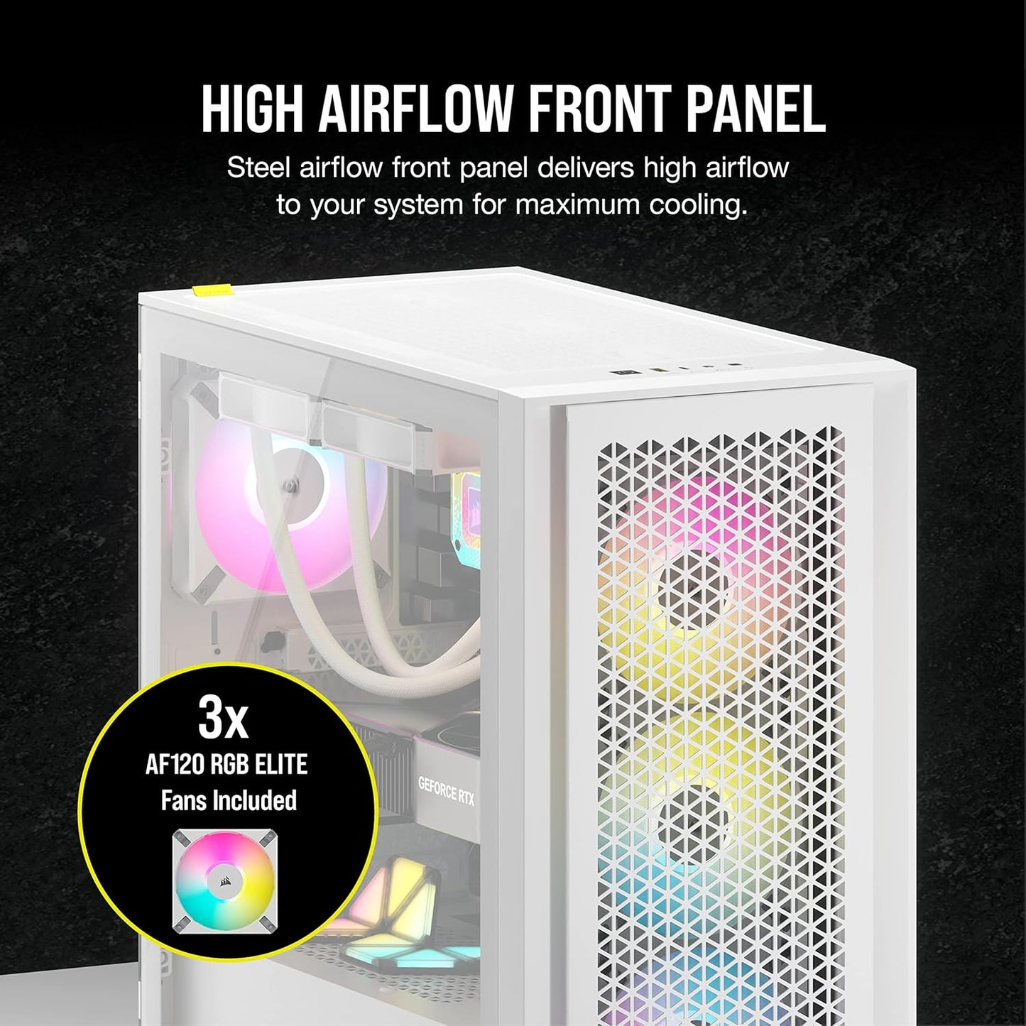 Corsair iCUE 4000D RGB Airflow: White Mid-Tower Case, 3x AF120 RGB Fans