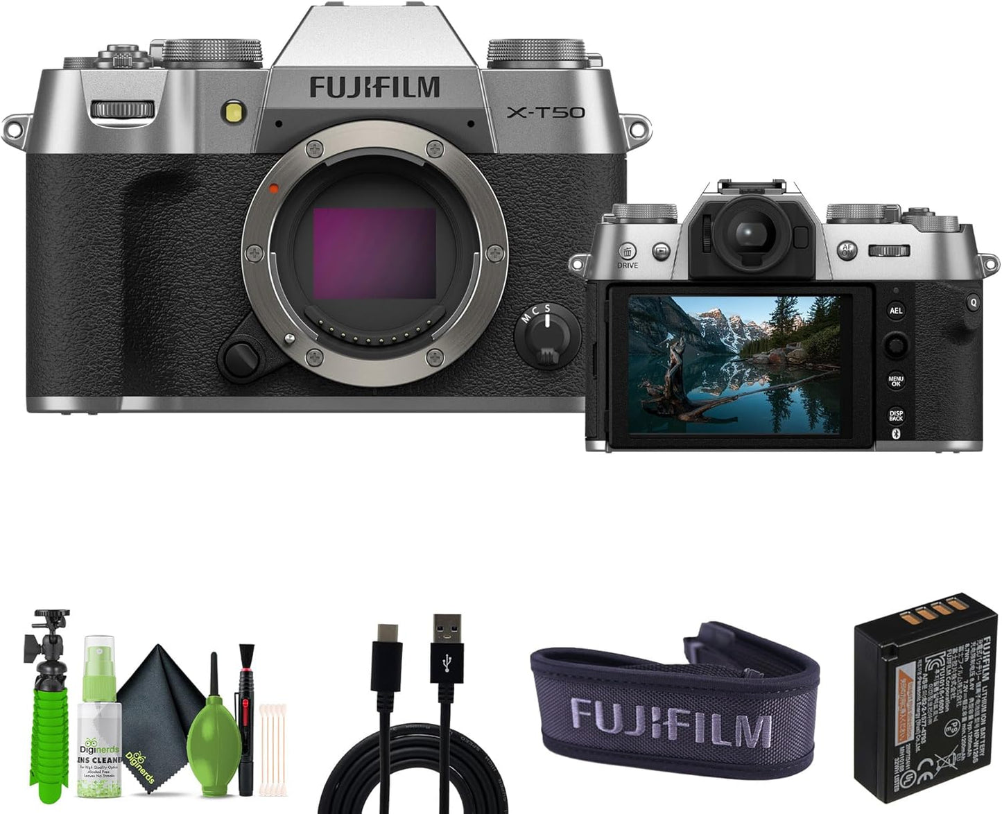 Fujifilm X-T50 Mirrorless Camera Body Silver Bundle