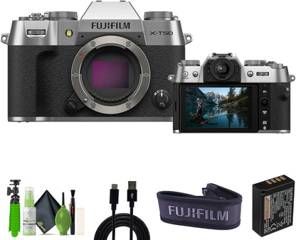 Fujifilm X-T50 Mirrorless Camera Body Silver Bundle