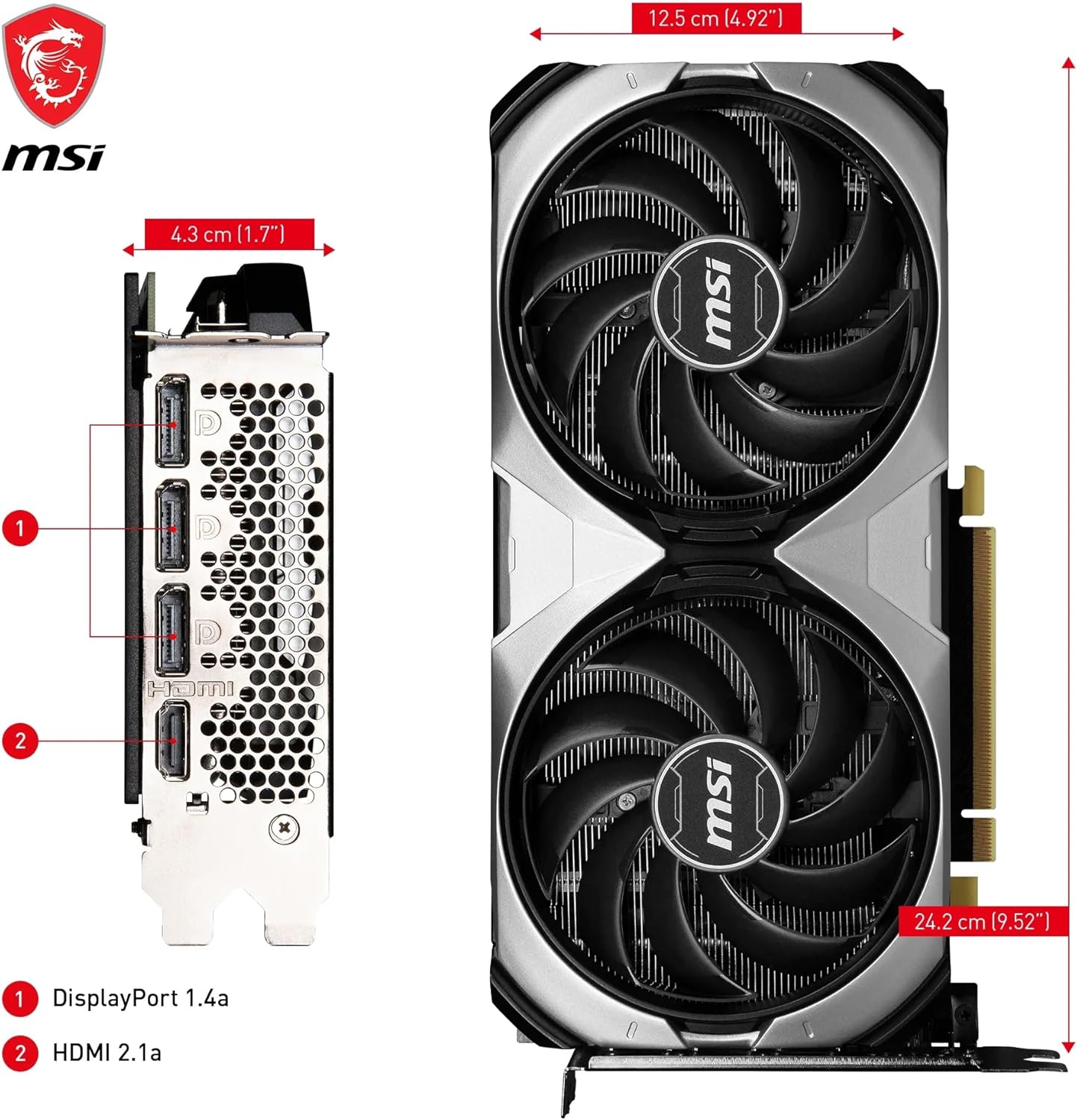 MSI V513-058R GeForce RTX 4070 Ventus 2X 12G OC