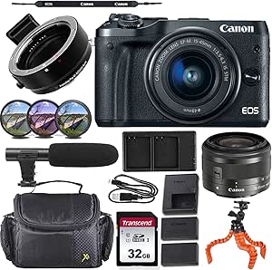 Canon EOS M6 Mirrorless Camera 15-45mm Video Bundle
