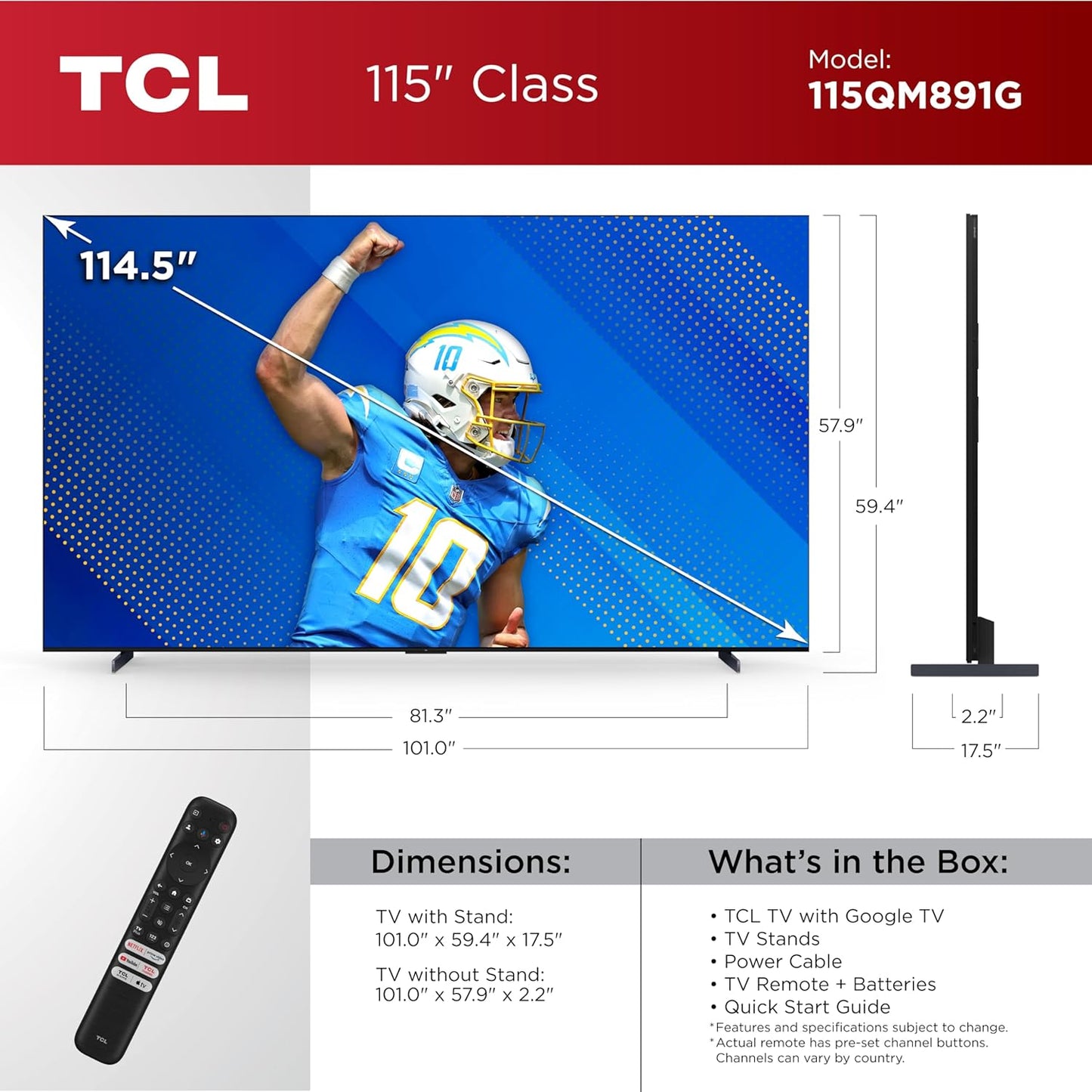 TCL 115QM891G 115-Inch QD-Mini LED 4K Google TV