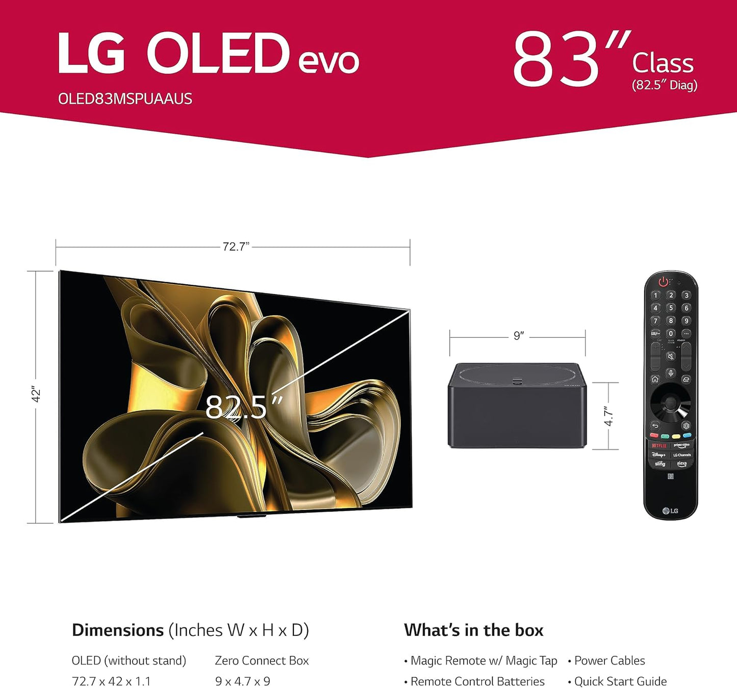 LG E1LGOLED83M3PUARB 83" OLED evo M3 Wireless 4K TV