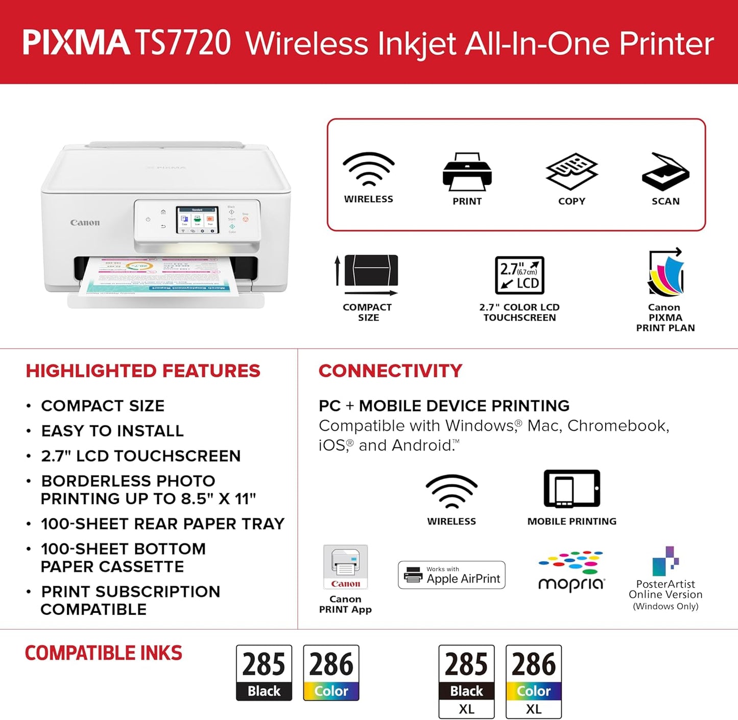 Canon PIXMA TS7720 Wireless All-in-One Printer