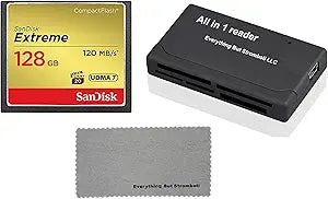 SanDisk Extreme 128GB CompactFlash CF Card - Bundle