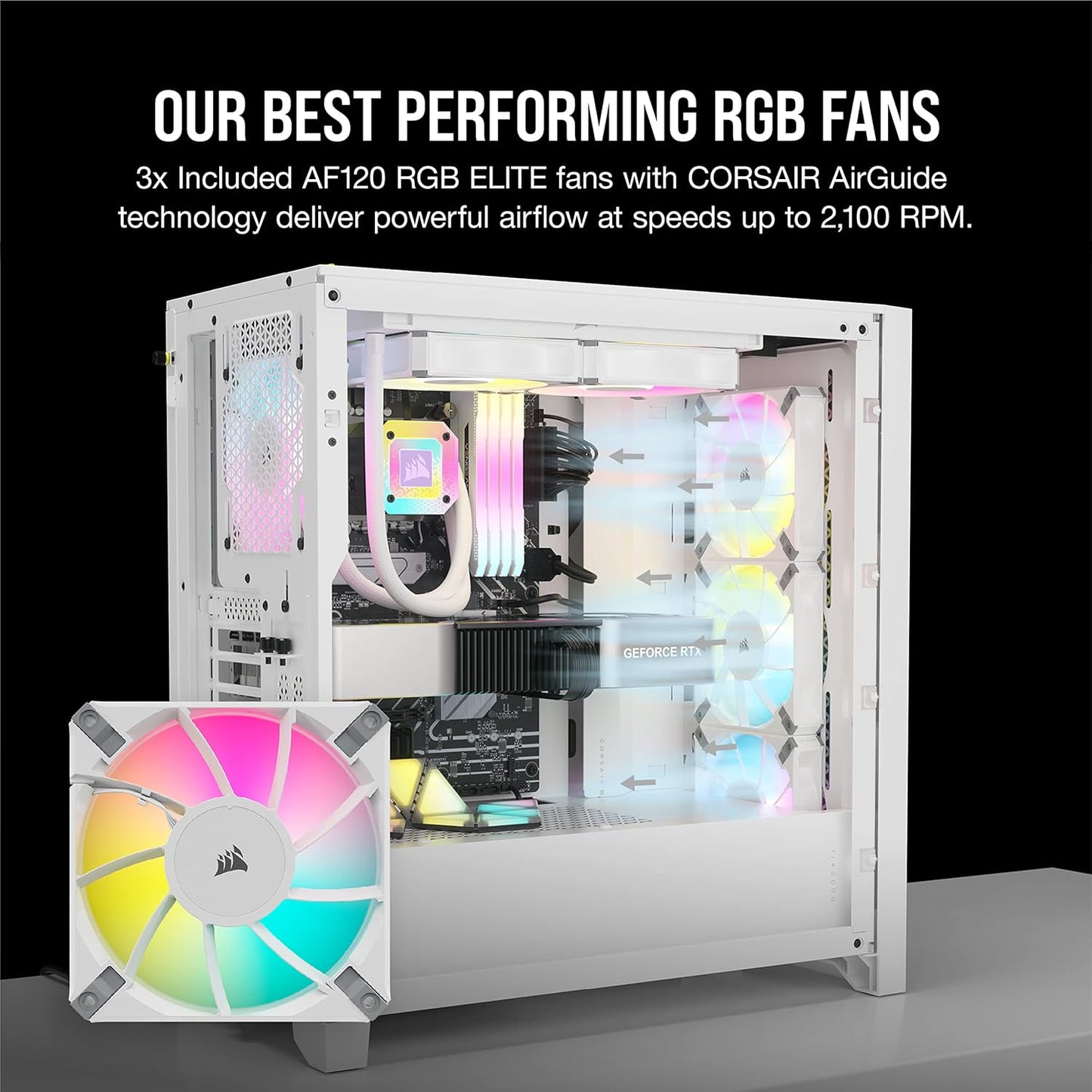 Corsair iCUE 4000D RGB Airflow: White Mid-Tower Case, 3x AF120 RGB Fans